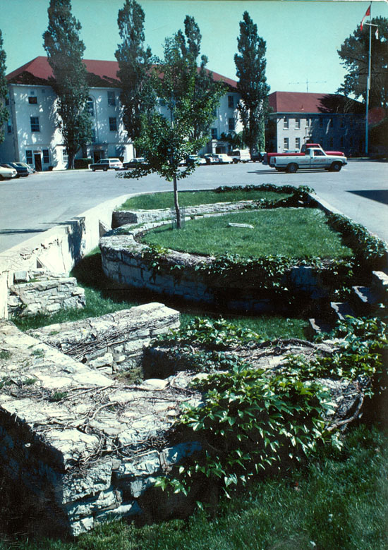 Remains of the southeast bastion - Bastion Saint Louis - and powder magazine excavated in the 1950s by Brigadier General Kitching..